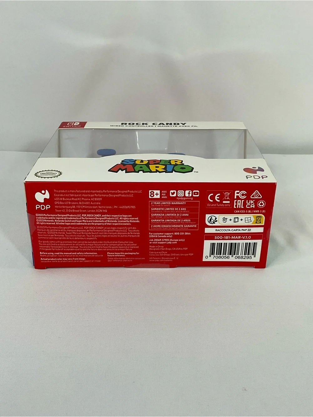 Rock & Candy Super Mario Wired Controller - Red with Blue Buttons